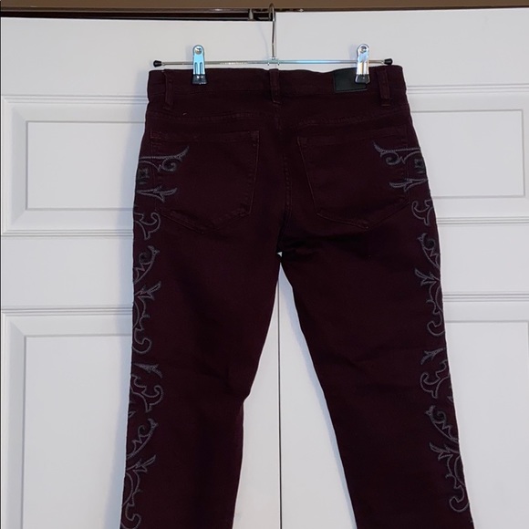 Maroon Mid Rise BDG Jeans with Western Detailing - Picture 3 of 4